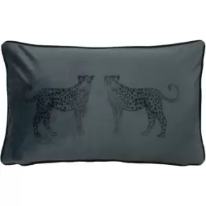 Image of Savanna Leopard Rectangular Cushion Petrol
