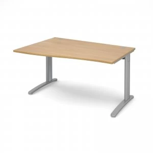 Image of TR10 Left Hand Wave Desk 1400mm - Silver Frame Oak Top