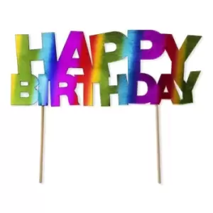 Image of Anniversary House Rainbow Happy Birthday Cake Topper Foil