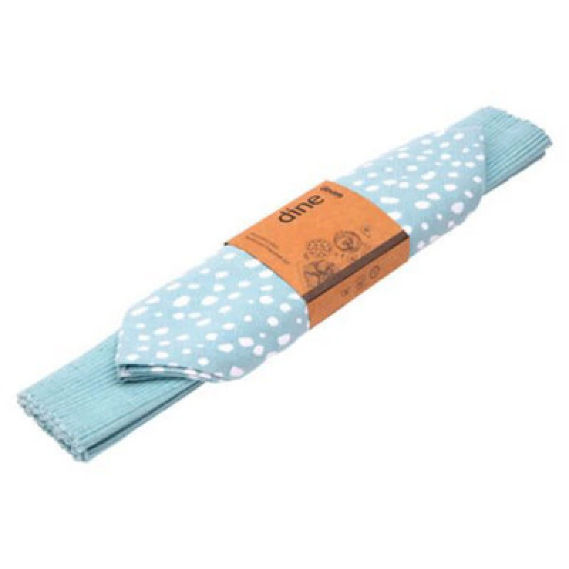 Image of Dexam Sintra Recycled Cotton Spotted Napkin And Placemat Set Duck Egg