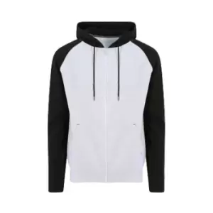 Image of AWDis Just Hoods Mens Baseball Zoodie (S) (Heather Grey/Jet Black)