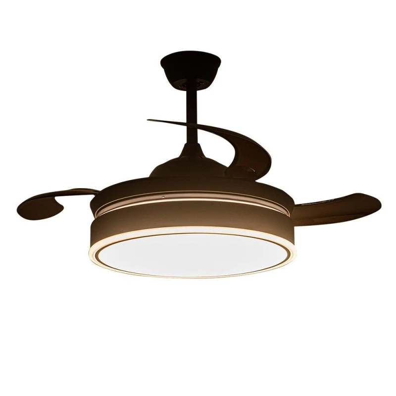 Image of Kabinet UK Modern Round Ceiling Fan with Light & Remote Brown Black unisex One size