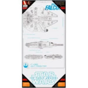 Image of Star Wars Episode VII Glass Poster - Millennium Falcon (50 x 25cm)