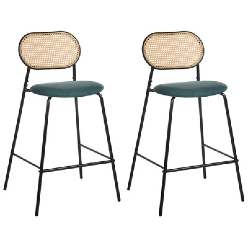 Image of Beliani Set Of 2 Bar Chairs Adaver Black