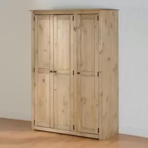 Image of Seconique Panama 3 Door Wardrobe in Natural Wax