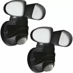 Image of Loops - 2 pack IP44 Outdoor Wall Light & pir Sensor Black Plastic 6W LED Lamp