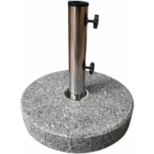 Image of 25kg Round Granite Garden Parasol / Umbrella Base Weight Stainless Steel Pole