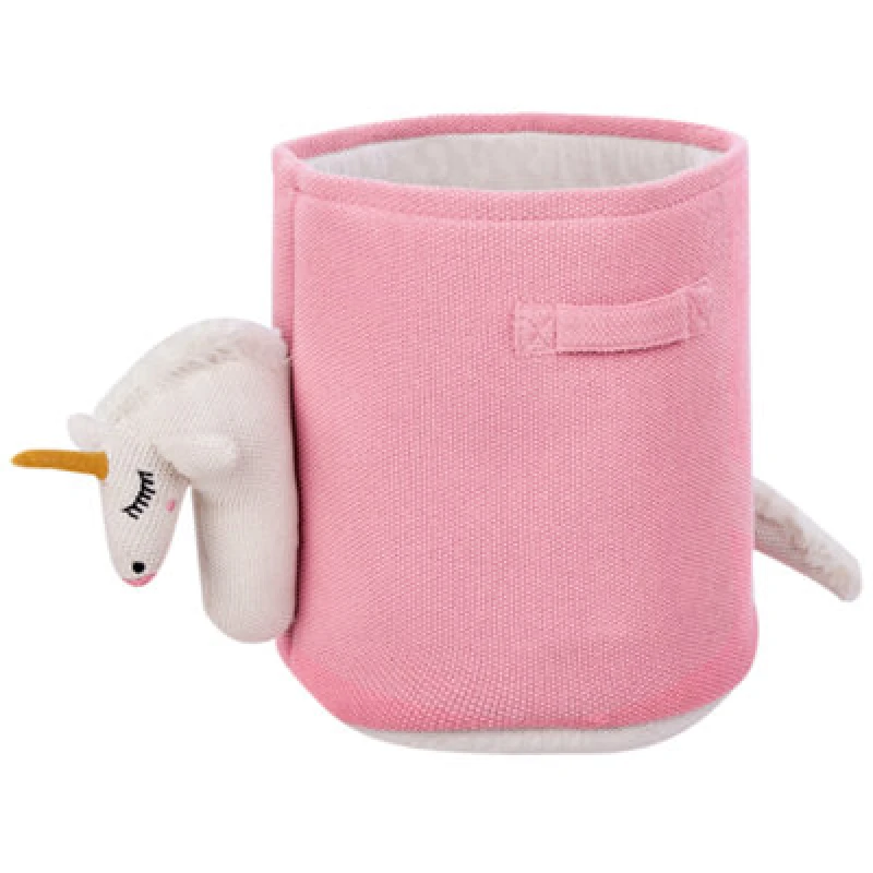 Image of Beliani Kids Basket Unicorn Narroti Cotton Pink