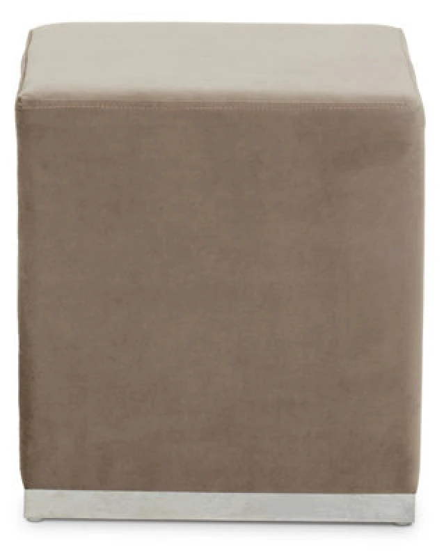 Image of Premier Housewares Interiors By Premier Mink And Silver Square Footstool, Velvet Ottoman Footstool With Silver Base, Pouffe Footstool For Home