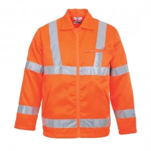 Image of Portwest Class 3 Hi Vis RIS Polycotton Jacket Orange M