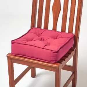 Image of Claret Red Cotton Dining Chair Booster Cushion - Red - Homescapes