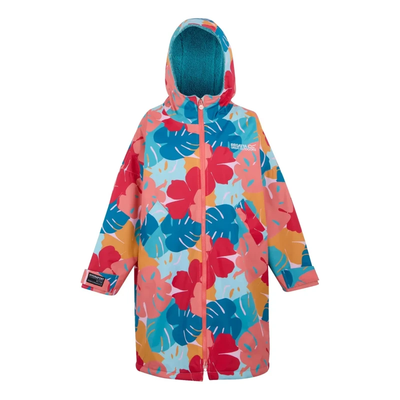 Image of Regatta Unisex Kids Fleece Lined Oversized Fit Waterproof Robe Waterproof Robes 3-5Y Multi 60386299145