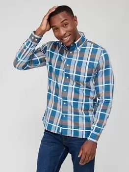 Image of Tommy Hilfiger Combo Check Shirt - Blue Dock, Blue Dock Size M Men