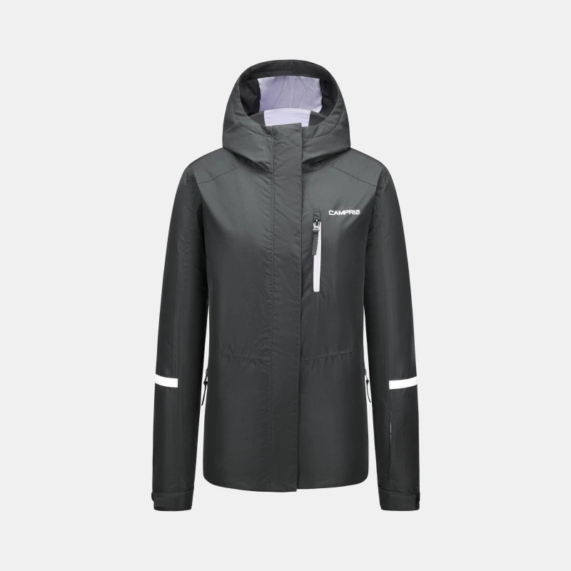 Image of Campri Womens Raise Waterproof Windproof Hooded Ski Jacket Black female 8 (XS)