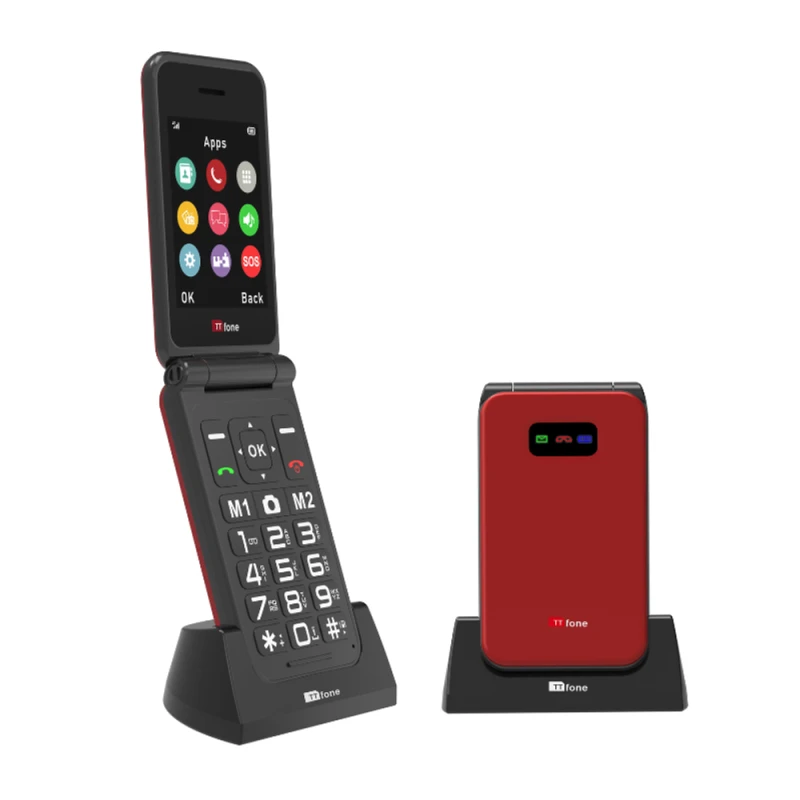 Image of TTfone TTfone Red TT760 Flip 4G Mobile - Dock Charger, EE Pay As You Go - High Quality Mobile for All Ages