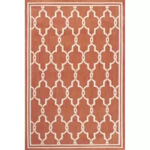 Image of Terrace Spanish Tile Flatweave Outdoor Indoor Terracotta Rug in 120 x 170cm (4x5'6'')