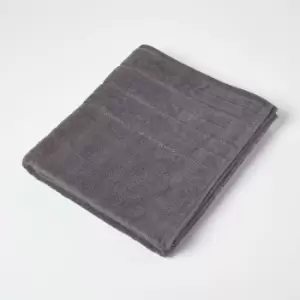 Image of HOMESCAPES Charcoal Sparkle Border 100% Cotton Bath Sheet - Charcoal