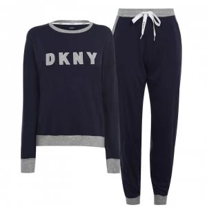 Image of DKNY Logo Lounge Pyjama Set - NAVY-400