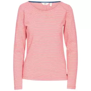 Image of Trespass Womens/Ladies Caribou Casual Top (XXS) (Hibiscus Red Stripe)