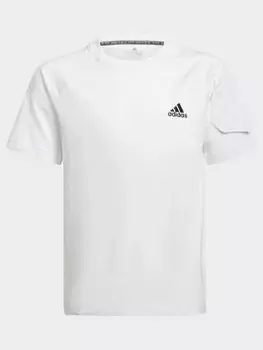 Image of Boys, adidas Designed For Gameday T-Shirt, Black/White, Size 11-12 Years