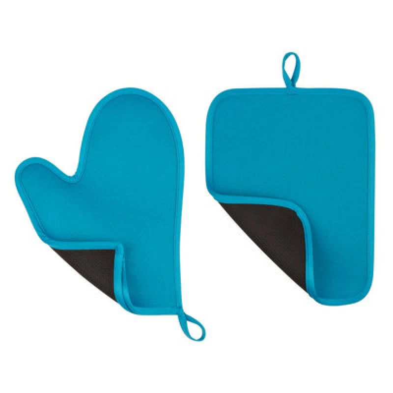 Image of Premier Housewares Neoprene Oven Glove And Pot Holder Set Blue