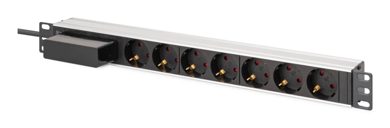 Image of Digitus Aluminum socket strip. 7-way with circuit breaker