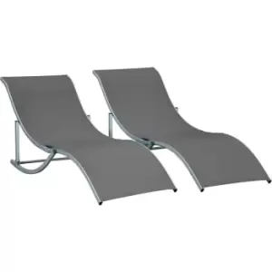 Image of Outsunny - Set of 2 Zero Gravity Lounge Chair Recliners Sun Lounger Dark Grey