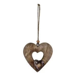 Image of Small Wooden Cut Out Heart Decoration