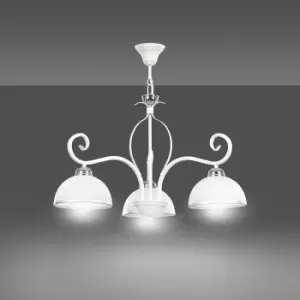 Image of Emibig Wivara White Multi Arm Pendant Ceiling Light with White, Silver Glass Shades, 3x E27