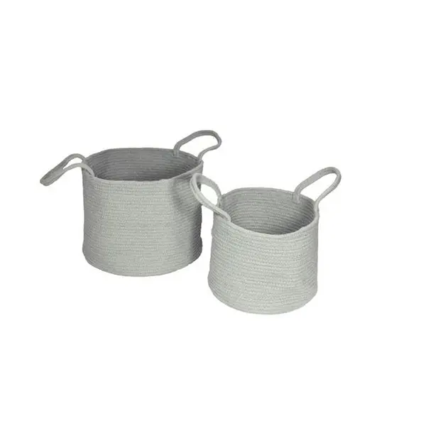 Image of Esselle Beckton 100% Cotton Baskets with Handle Grey Set o Storage Baskets One Size Grey 87870602000