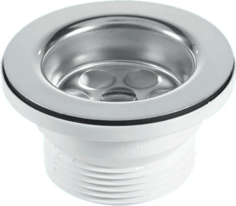 Image of McAlpine BSW10PC Centre Pin Bath Waste: 70mm Stainless Steel Flange: Black PVC Plug White