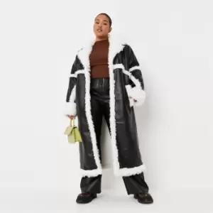Image of Missguided Plus Maxi Mongolian Fur Pu Premium - Black