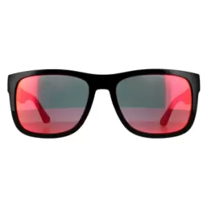 Image of Rectangle Black Red Mirror Sunglasses