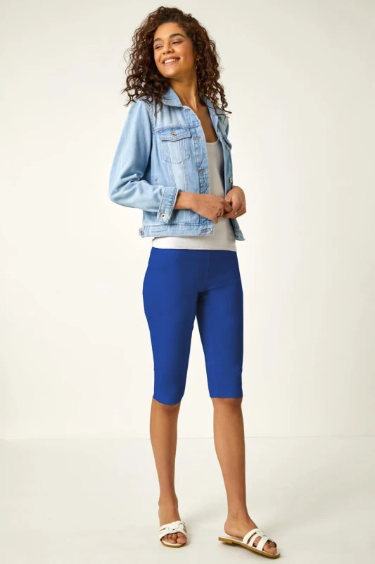 Image of Roman Womens Knee Length Stretch Shorts in Royal Size: 10 Royal Female 10