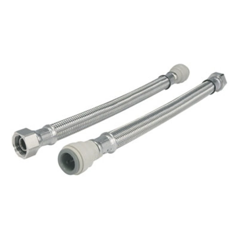 Image of John Guest Braided Hose 300mm - 15mm X 3/8" TC (Pack Of 2) Silver