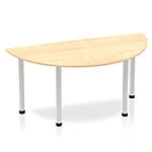 Image of Impulse Semi-circle Table 1600 Maple Post Leg Silver