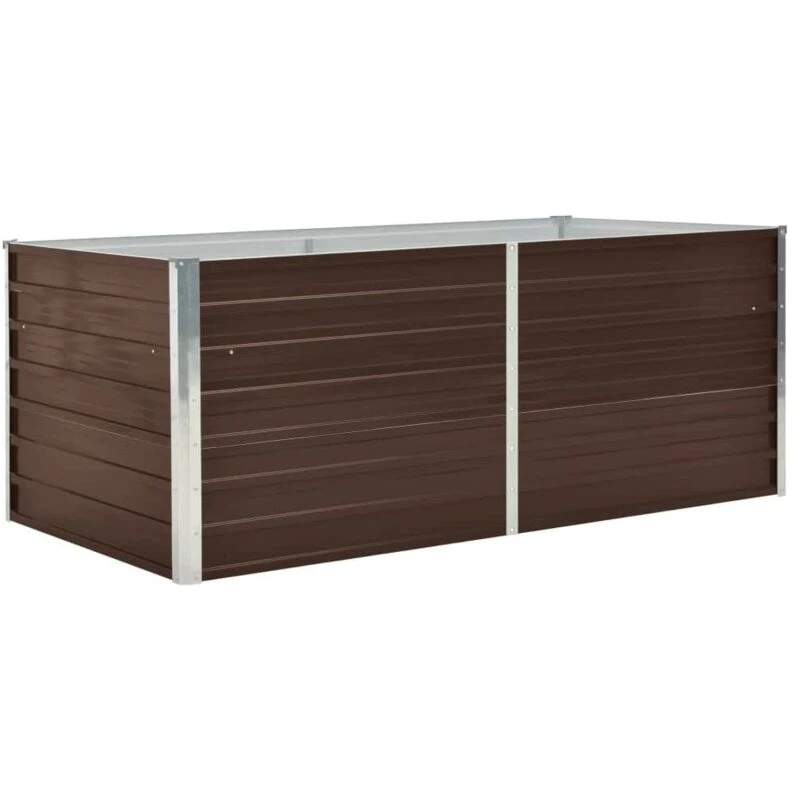 Image of vidaXL Raised Garden Bed 160x80x45cm Galvanised Steel Brown Patio Planter Pot