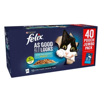 Image of Felix As Good As It Looks Jumbo Pack 40 x 100g - Ocean Feast Selection in Jelly