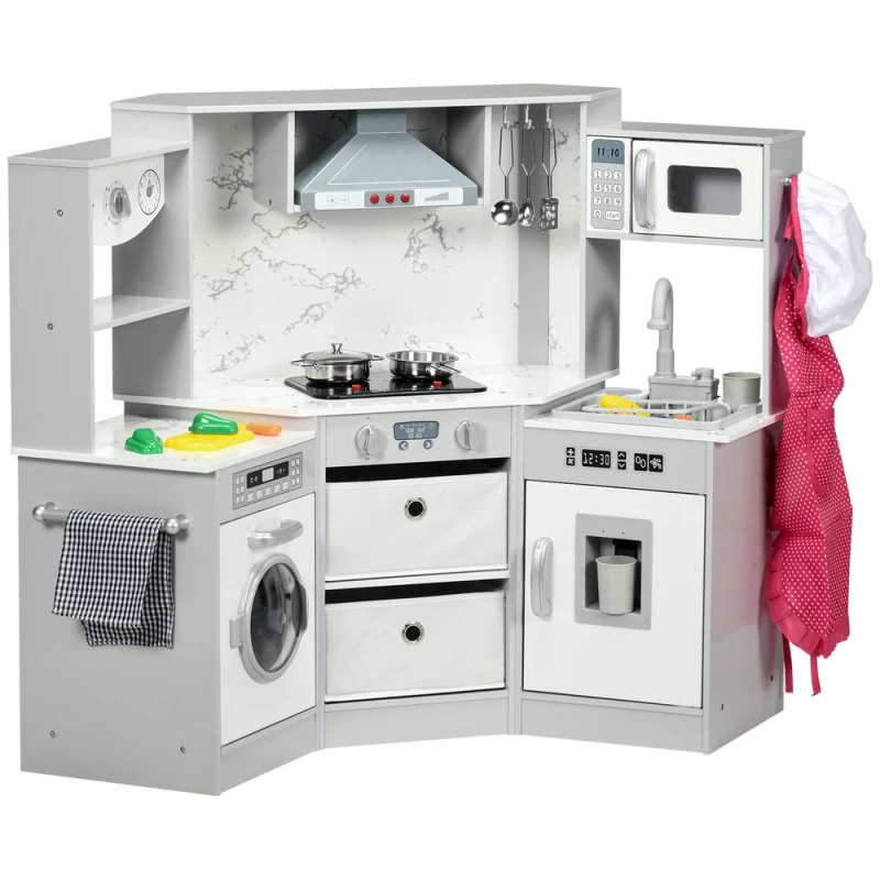 Image of Aiyaplay Toy Kitchen Playset With Running Water, Apron And Chef Hat - Grey 350-148V00GY