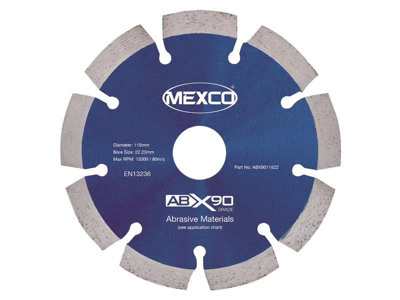Image of Mexco Abx9011522 Abrasive Materials X90 Grade Diamond Blade 115 X 22mm Mexabx90115
