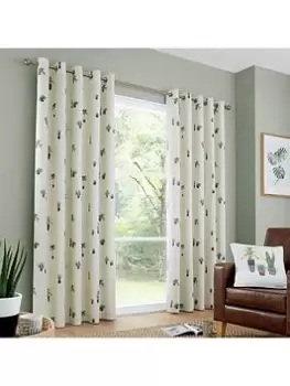 Image of Fusion Cactus Eyelet Lined Curtains