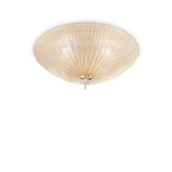 Image of Shell 6 Light Indoor Wall / Ceiling Light Gold with Amber Glass, E27