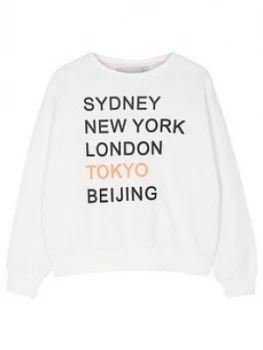 Image of Mintie By Mint Velvet Girls Cities Names Sweatshirt - Ivory