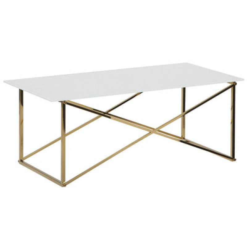 Image of Beliani Coffee Table Emporia Tempered Glass White/ Gold