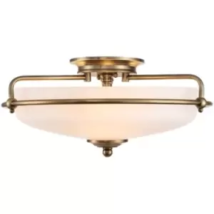 Image of Elstead Quoizel Griffin Bowl Semi Flush Ceiling Light Weathered Brass
