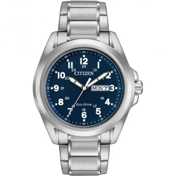 Image of Citizen Blue and Silver Sport WR100' Eco-Drive Watch - AW0050-58L