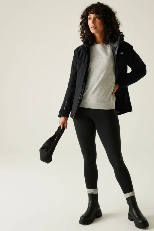 Image of Regatta Womens Highton Stretch Hooded Breathable Waterproof Insulated Jacket in Jet Black Size: 10 Jet Black Female 10