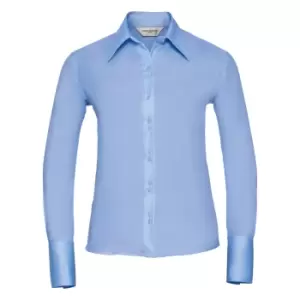 Image of Russell Collection Ladies/Womens Long Sleeve Ultimate Non-Iron Shirt (L) (Bright Sky)