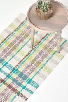 Image of Wilson Handwoven Tartan Cotton Hall Runner, 66 x 200 cm