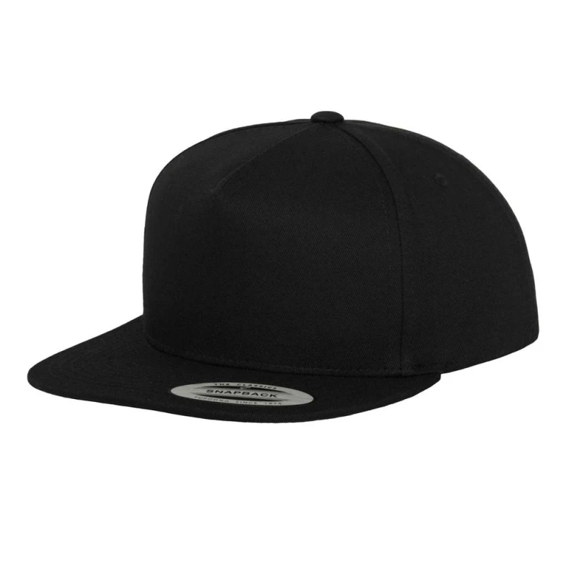 Image of Flexfit Mens 5 Panel Cotton Twill Snapback Cap in Black Male One Size